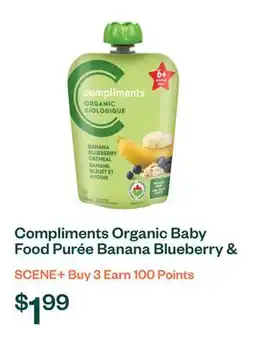 Voilà Compliments Organic Baby Food Purée Banana Blueberry & Oatmeal 128 ml offer