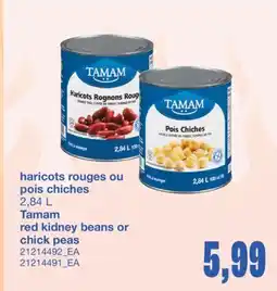 Wholesale Club HARICOTS ROUGES OU POIS CHICHES, 2,84 L offer