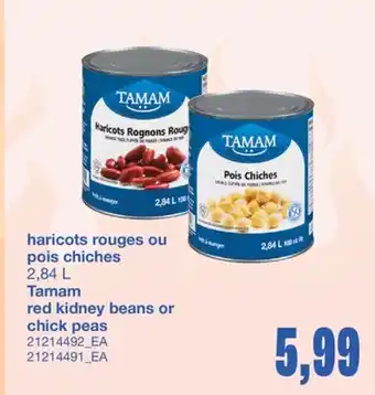 Wholesale Club HARICOTS ROUGES OU POIS CHICHES, 2,84 L offer
