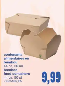 Wholesale Club CONTENANTS ALIMENTAIRES EN BAMBOU, 44 oz, 50 un offer