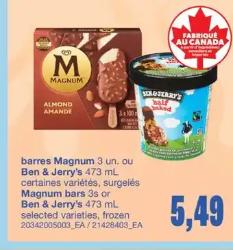 Wholesale Club BARRES MAGNUM, 3 UN. OU BEN & JERRY'S, 473 ML offer