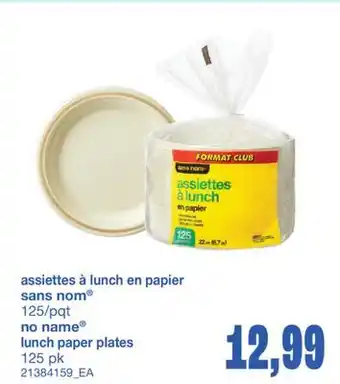 Wholesale Club ASSIETTES À LUNCH EN PAPIER, 125/pqt offer
