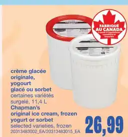Wholesale Club CRÈME GLACÉE ORIGINALE, YOGOURT GLACÉ OU SORBET, 11,4 L offer