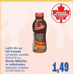 Wholesale Club LAIT'S GO OU LAIT FRAPPÉS, 325/473 ML offer