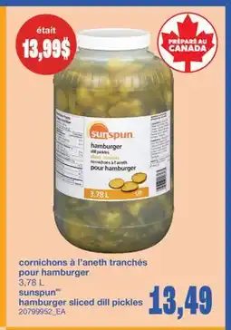 Wholesale Club CORNICHONS À L'ANETH TRANCHÉS POUR HAMBURGER, 3,78 L offer