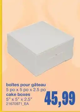 Wholesale Club BOÎTES POUR GÂTEAU, 5 PO X 5 PO X 2.5 PO offer