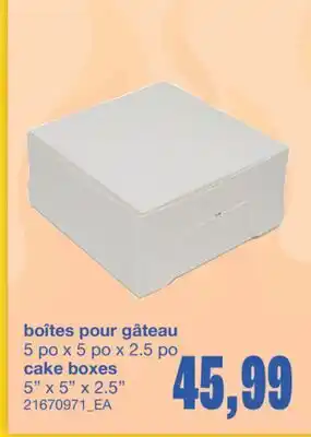 Wholesale Club BOÎTES POUR GÂTEAU, 5 PO X 5 PO X 2.5 PO offer
