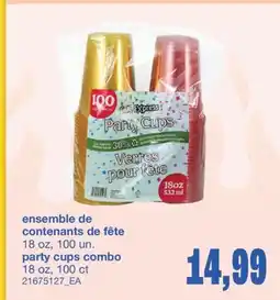 Wholesale Club ENSEMBLE DE CONTENANTS DE FÊTE, 18 OZ, 100 UN offer