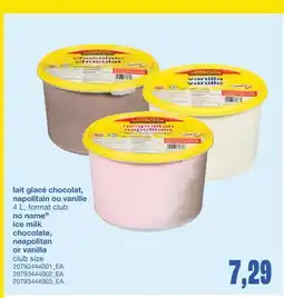 Wholesale Club LAIT GLACÉ CHOCOLAT, NAPOLITAIN OU VANILLE, 4 L offer