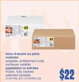Wholesale Club HORS-D'ŒUVRE OU PLATS CUISINÉS offer