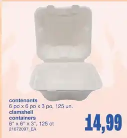 Wholesale Club CONTENANTS, 6 po x 6 po x 3 po, 125 un offer