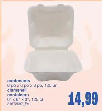 Wholesale Club CONTENANTS, 6 po x 6 po x 3 po, 125 un offer