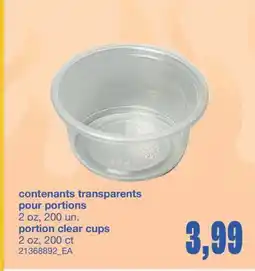 Wholesale Club CONTENANTS TRANSPARENTS POUR PORTIONS, 2 OZ, 200 UN offer
