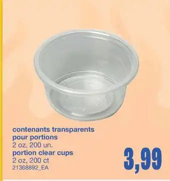 Wholesale Club CONTENANTS TRANSPARENTS POUR PORTIONS, 2 OZ, 200 UN offer