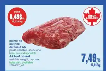 Wholesale Club POINTE DE POITRINE DE BOEUF AA offer