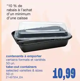 Wholesale Club CONTENANTS À EMPORTER, 50 un offer