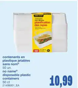 Wholesale Club CONTENANTS EN PLASTIQUE JETABLES, 50 UN offer