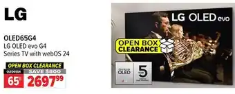 2001 Audio Video OLED65G4 LG OLED evo G4 Series TV with webOS 24 offer