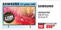 2001 Audio Video UN70DU7100 SAMSUNG 70 UHD 4K Tizen OS Smart TV offer