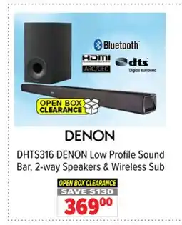 2001 Audio Video DHTS316 DENON Low Profile Sound Bar, 2-way Speakers & Wireless Sub offer