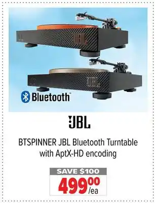 2001 Audio Video BTSPINNER JBL Bluetooth Turntable with AptX-HD encoding offer