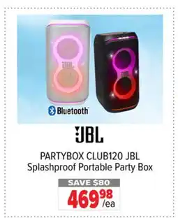 2001 Audio Video PARTYBOX CLUB120 JBL Splashproof Portable Party Box offer