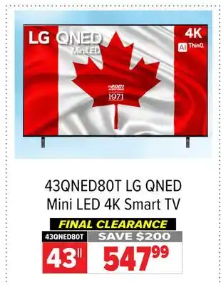 2001 Audio Video 43QNED80T 43 LG QNED Mini LED 4K Smart TV offer