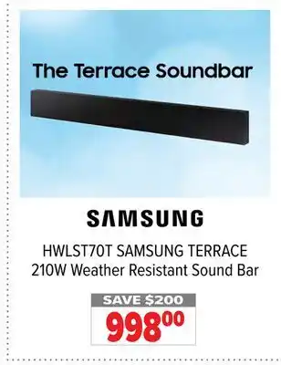 2001 Audio Video HWLST70T SAMSUNG TERRACE 210W Weather Resistant Sound Bar offer