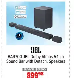 2001 Audio Video BAR700 JBL Dolby Atmos 5.1-ch Sound Bar with Detach Speakers offer