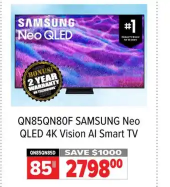 2001 Audio Video QN85QN80F 85 SAMSUNG Neo QLED 4K Vision AI Smart TV offer