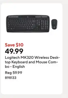 Staples Logitech MK320 Wireless Desktop Keyboard and Mouse Combo - English offer