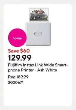Staples Fujifilm Instax Link Wide Smartphone Printer - Ash White offer