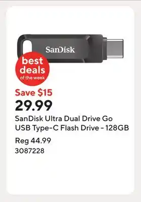 Staples SanDisk Ultra Dual Drive Go USB Type-C Flash Drive - 128GB offer