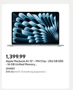 Staples Apple Macbook Air 13 - M4 Chip - 256 GB SSD - 16 GB Unified Memory - Sky Blue - English offer