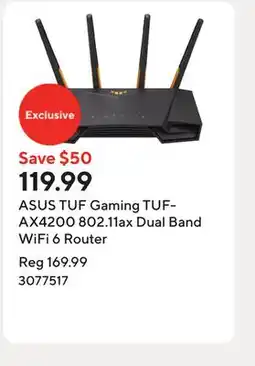 Staples ASUS TUF Gaming TUF-AX4200 802.11ax Dual Band WiFi 6 Router offer