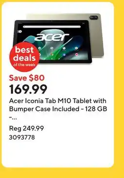 Staples Acer Iconia Tab M10 Tablet with Bumper Case Included - 128 GB - Champagne offer