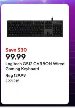Staples Logitech G512 CARBON Wired Gaming Keyboard offer