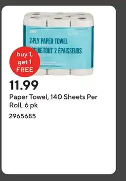 Staples Paper Towel, 140 Sheets Per Roll, 6 pk offer