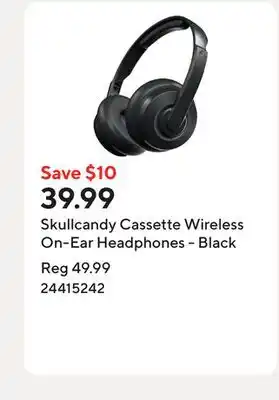 Staples Skullcandy Cassette Wireless On-Ear Headphones - Black offer