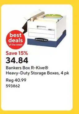 Staples Bankers Box R-Kive Heavy-Duty Storage Boxes, 4 pk offer