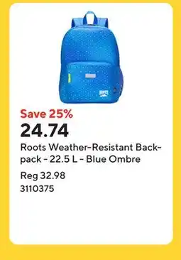 Staples Roots Weather-Resistant Backpack - 22.5 L - Blue Ombre offer