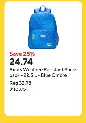 Staples Roots Weather-Resistant Backpack - 22.5 L - Blue Ombre offer
