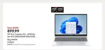Staples HP 15.6 Copilot+ PC - AMD Ryzen AI 5 340/512GB SSD/16GB RAM/Windows 11 Home offer
