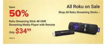 Visions Electronics Roku Streaming Stick 4K HDR Streaming Media Player with Remote offer