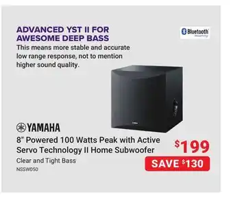 Visions Electronics 8 Powered 100 Watts Peak with Active Servo Technology II Home Subwoofer Clear and Tight Bass offer