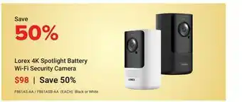 Visions Electronics Lorex 4K Spotlight Battery Wi-Fi Security Camera offer