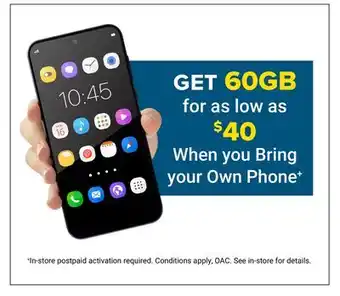 Visions Electronics GET 60GB for as low as $40 When you Bring your Own Phone offer