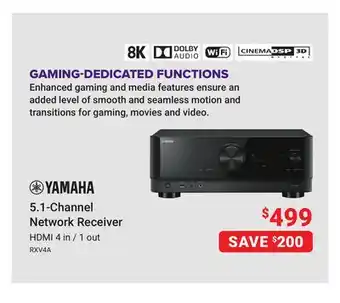 Visions Electronics YAMAHA 5.1-Channel Network Receiver HDMI 4 in / 1 out offer