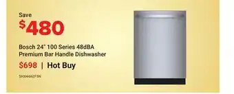 Visions Electronics Bosch 24 100 Series 48dBA Premium Bar Handle Dishwasher offer