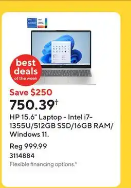 Staples HP 15.6 Laptop - Intel i7-1355U/512GB SSD/16GB RAM/Windows 11 offer